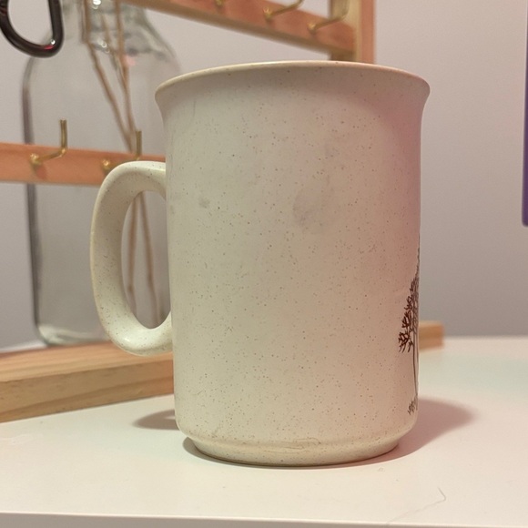 Vintage Korean Tree Design speckled beige and brown Mug - Picture 2 of 4